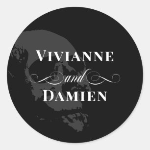 Donkere Schedel Elegante Goth Huwelijksnamen Ronde Sticker