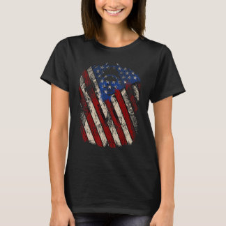 Donkere Schedel Engel VS Vlag Patriottische Amerik T-shirt