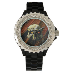 Donkere schedel horloge