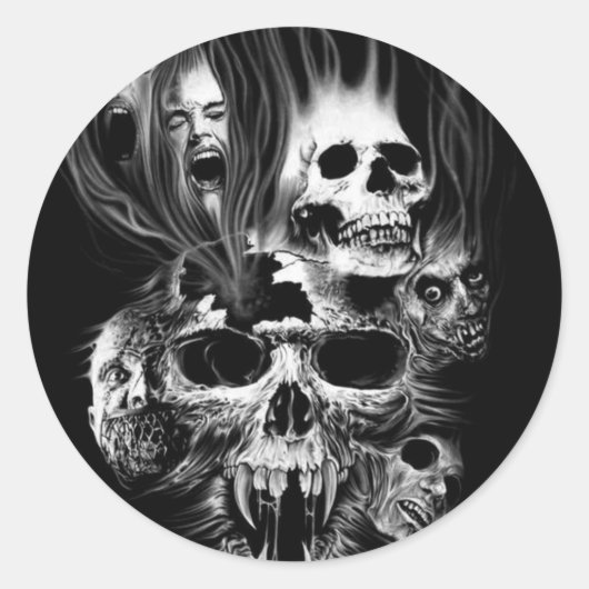 Donkere schedel ronde sticker (Voorkant)