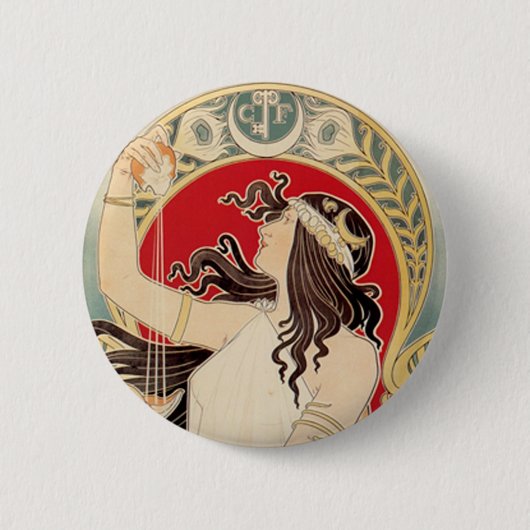 Donkere schoonheid met fruit ronde button 5,7 cm (Voorkant)