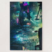 donkere sci-fi stadspuzzel legpuzzel (Verticaal)