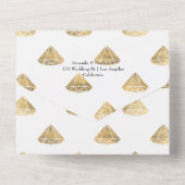 Donkere smaragd en gouden bloemen in één keer all in one uitnodiging (Achterkant)