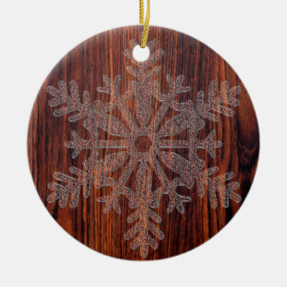 Donkere sneeuwvlokken van Mahogany Wood crystal Keramisch Ornament