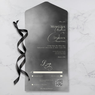 Donkere Sombere Middernacht Zwarte Mist QR Code Tr All In One Uitnodiging