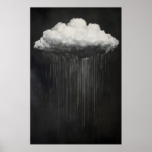 Donkere, sombere regenwolk bij nachtelijke afdruk, poster