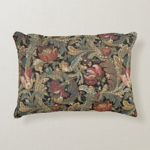 Donkere, sombere vintage bloem botanische patroon accent kussen
