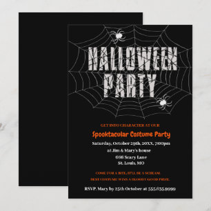 Donkere spinnenweb Halloween-feestuitnodiging Kaart