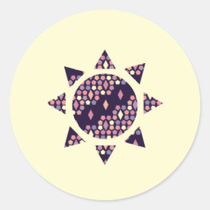 Donkere Stad Twilight Honingraat en Diamond Sun Ronde Sticker