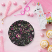 Donkere Stemming Bespruimfonkel Bloemig Modern Papieren Bordje (Feest)