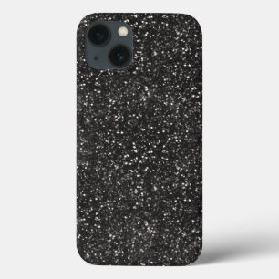 Donkere, stijlvolle, zilvergrijze zwarte glitter iPhone 13 hoesje
