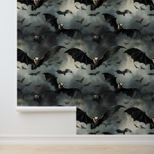 Donkere Stormy Skies Vleermuizen Olieverfschilderi Behang