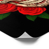 Donkere suikerschedel met rode rozen poster (Hoek)