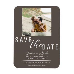 Donkere Taupe Save the Date Foto Huwelijk Magneet