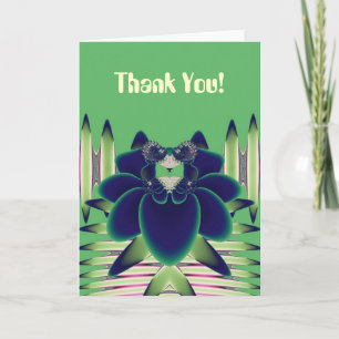 Donkere Teal Lotus Fractale Botanische Kunst Bedankkaart