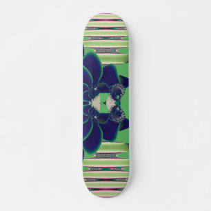 Donkere Teal Lotus Fractale Botanische Kunst Skateboard