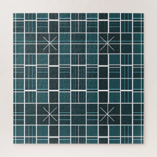 Donkere Teal Rasterpatroon Steruitbarsting Accent Legpuzzel