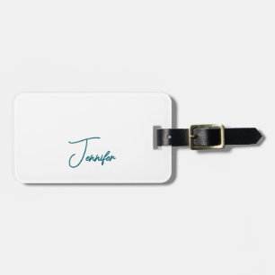 Donkere Teal Trend Moderne Minimalistische Handges Bagagelabel
