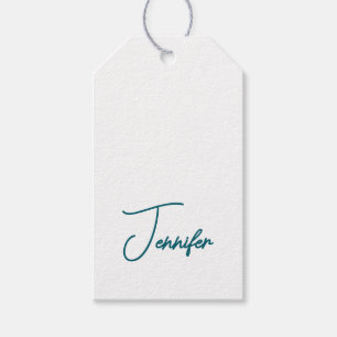 Donkere Teal Trend Moderne Minimalistische Handges Cadeaulabel