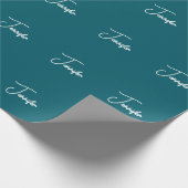 Donkere Teal Trend Moderne Minimalistische Handges Cadeaupapier (Hoek)