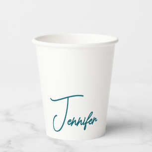 Donkere Teal Trend Moderne Minimalistische Handges Papieren Bekers
