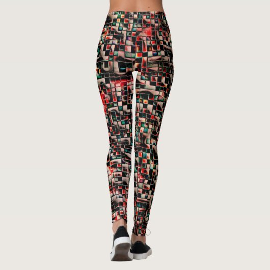 Donkere tegels in getextureerde ruwe stijl, mozaïe leggings (Achterkant)