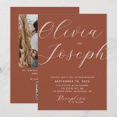 Donkere Terracotta Bruine Herfstbruiloft | Foto &  Kaart (Voorkant / Achterkant)