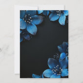 Donkere trouwuitnodigingskaart glitter blauwe bloe kaart (Achterkant)