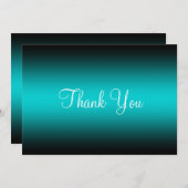 Donkere Turquoise Black Edge-gradiënt Bedankkaart (Voorkant / Achterkant)