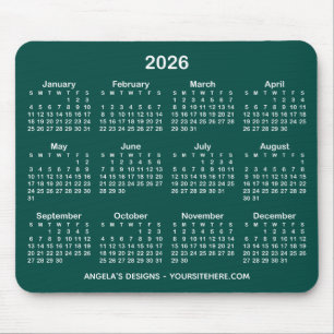 Donkere Turquoise en Witte Kalender Promotie Muismat