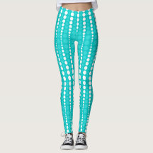 Donkere Turquoise en Witte Stippen Leggings