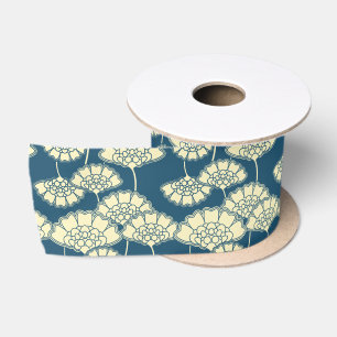 Donkere turquoise floral Japans patroon Lint