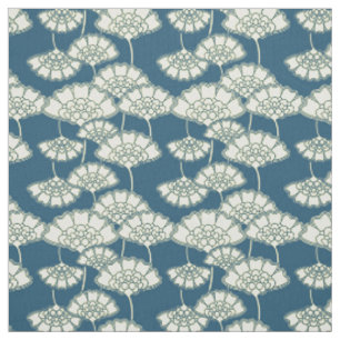 Donkere turquoise floral Japans patroon Stof