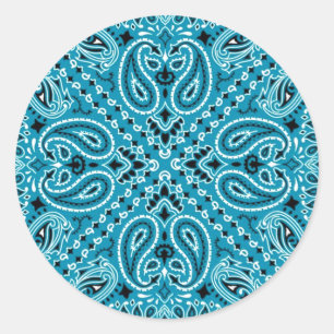 Donkere Turquoise Paisley Westerne Bandana Scarf P Ronde Sticker