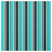Donkere turquoise, zwarte & witte gekleurde strepe stof (Swatch)