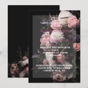 Donkere  uitnodiging voor het huwelijk van Floral