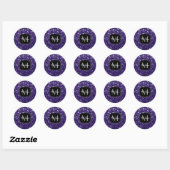 Donkere ultra violet paarse glitter sparken Monogr Ronde Sticker (Vel)