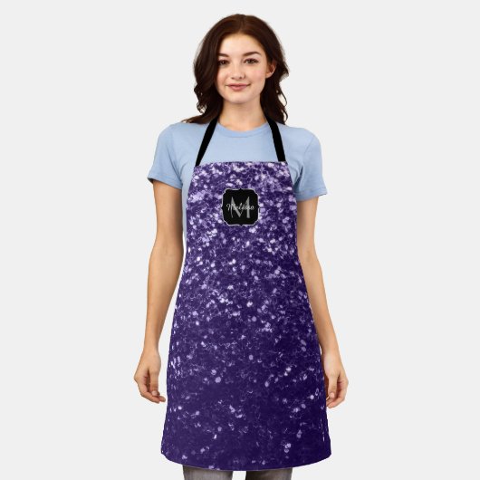 Donkere ultra violet paarse glitter sparken Monogr Schort (Gedragen)