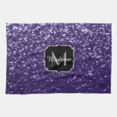 Donkere ultra violet paarse glitter sparken Monogr Theedoek (Horizontaal)