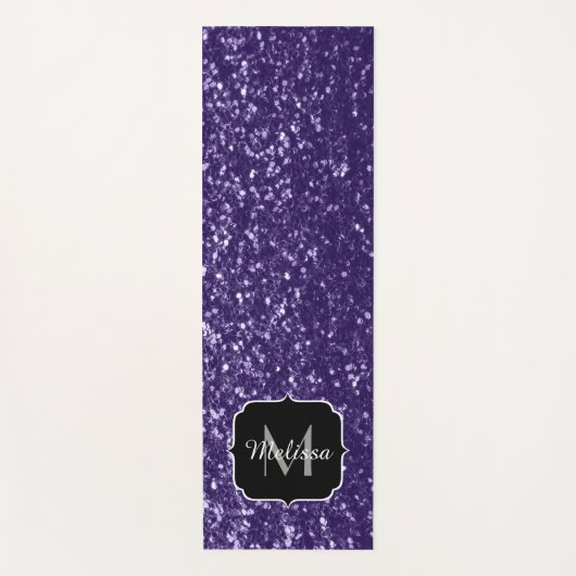 Donkere ultra violet paarse glitter sparken Monogr Yogamat (Voorkant)