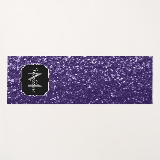 Donkere ultra violet paarse glitter sparken Monogr Yogamat (Voorkant (horizontaal))