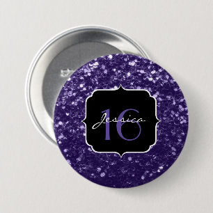 Donkere ultra violet paarse glitter sparkles Sweet Ronde Button 7,6 Cm