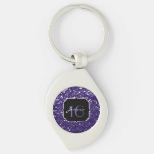 Donkere ultra violet paarse glitter sparkles Sweet Sleutelhanger