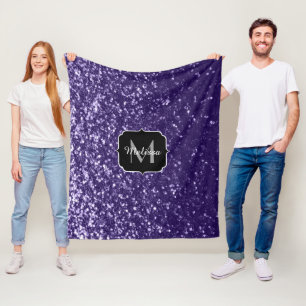 Donkere ultra violette paarse glinsterende glitter fleece deken