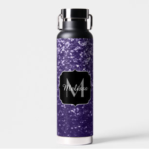 Donkere ultra violette paarse glinsterende glitter waterfles