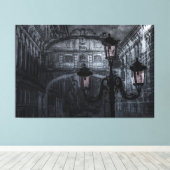 Donkere Venice Rain Bridge of Sighs bij nacht Canvas Afdruk