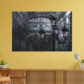Donkere Venice Rain Bridge of Sighs bij nacht Canvas Afdruk