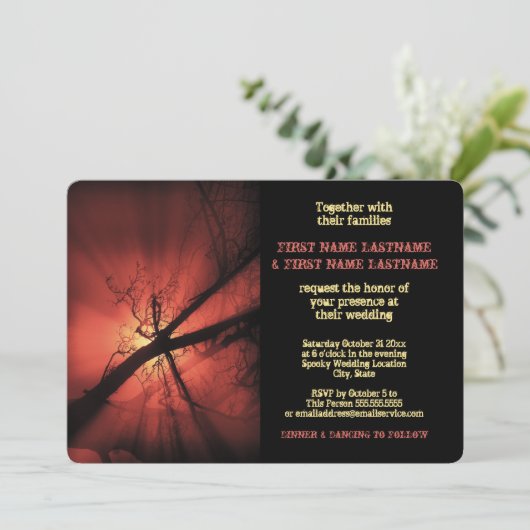 Donkere vertakkingen Uitnodiging tot bruiloft (Staand voorkant)