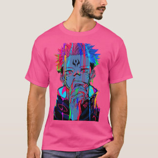 Donkere vervloekte silhouet met regenboogaccenten t-shirt