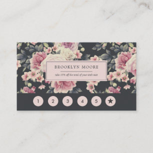 Donkere Vintage Bloemen Logo Loyalty Card